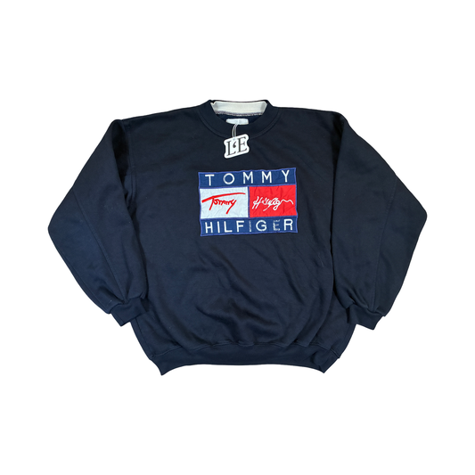 Vintage Mens Tommy Hilfiger Sweatshirt Big Logo Size M-L