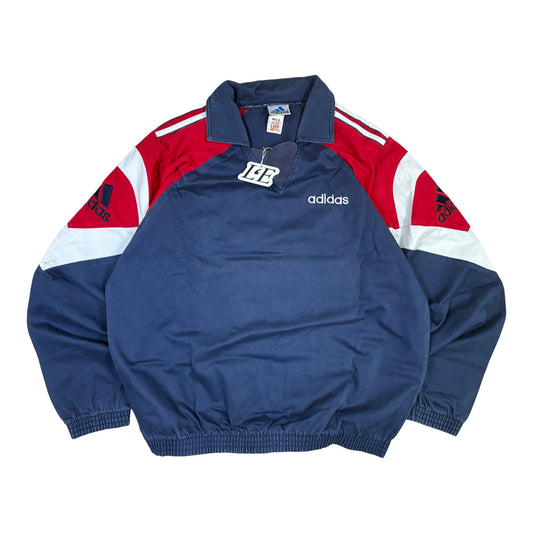 Mens Vintage Adidas Track Jacket: Black 90s 3 Stripe Windbreaker M