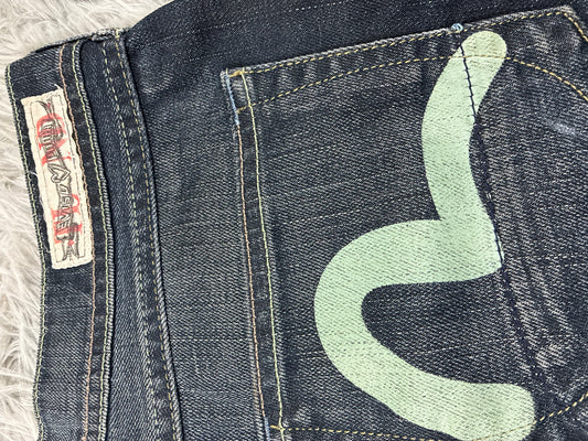 Damen Evisu Puma Japanischer Minirock Jeans Größe W31