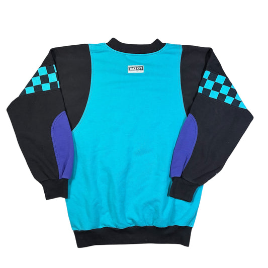 Vintage Adidas Radsport-Sweatshirt Blau Großes Logo 90er-Jahre-Stil Größe L