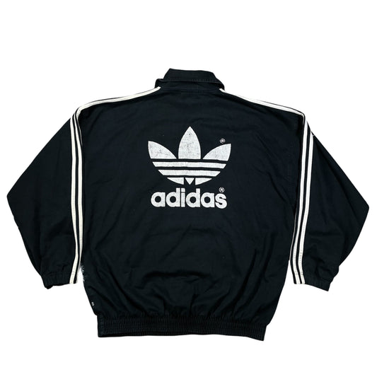 Herren Vintage Adidas Trainingsjacke Schwarz 90er 3 Streifen Windbreaker L-XL