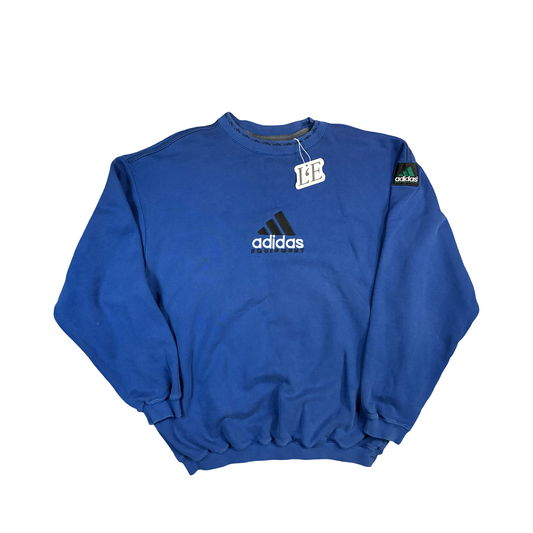 Vintage Men’s 90s Adidas Equipment Blue Sweatshirt Size L