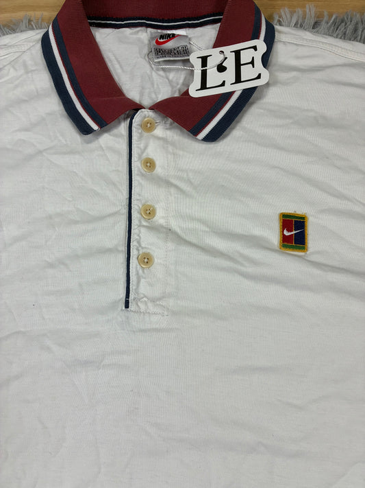 Herren Nike Vintage 90er Polohemd Mini Logo Größe L