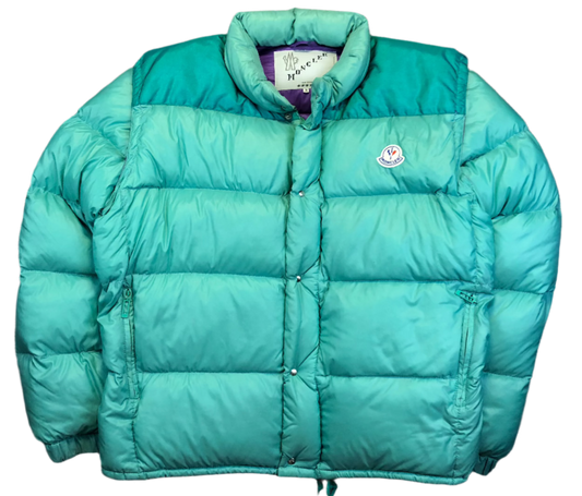 Moncler Grenoble teal puffer back view
