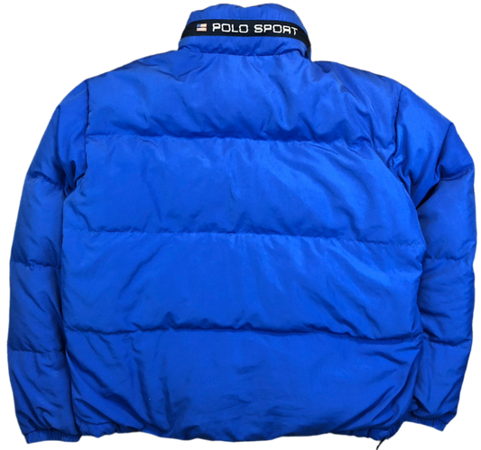 Polo Sport blue puffer jacket back view