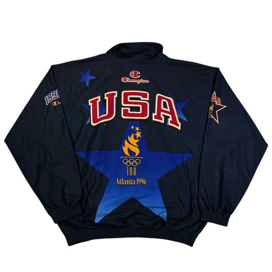 Herren Vintage 1996 USA Olympia Team Jacke Champion Offizieller Ausrüster Atlanta Games Größe L
