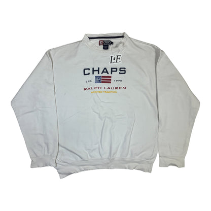 Mens Vintage 90s Chaps Ralph Lauren White Sweatshirt Size S