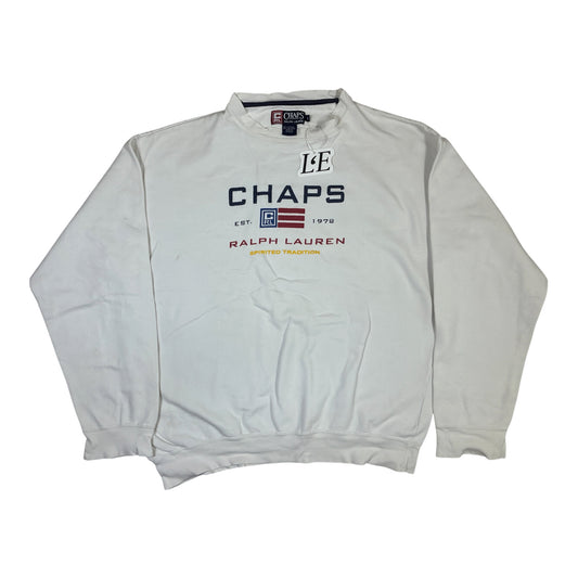 Mens Vintage 90s Chaps Ralph Lauren White Sweatshirt Size S