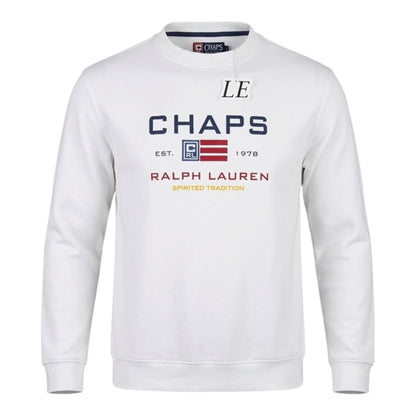 Mens Vintage 90s Chaps Ralph Lauren White Sweatshirt Size S