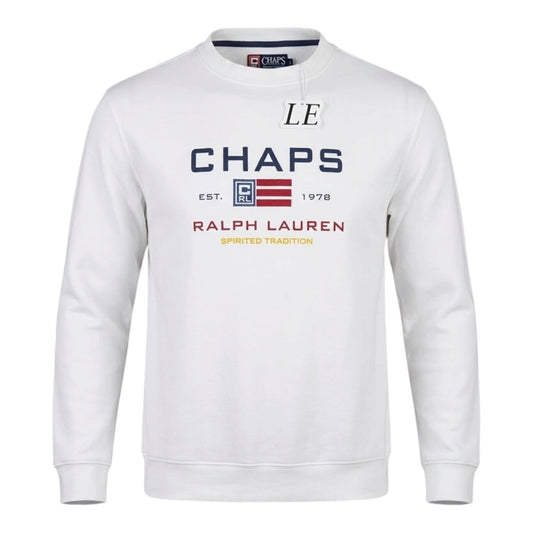 Mens Vintage 90s Chaps Ralph Lauren White Sweatshirt Size S