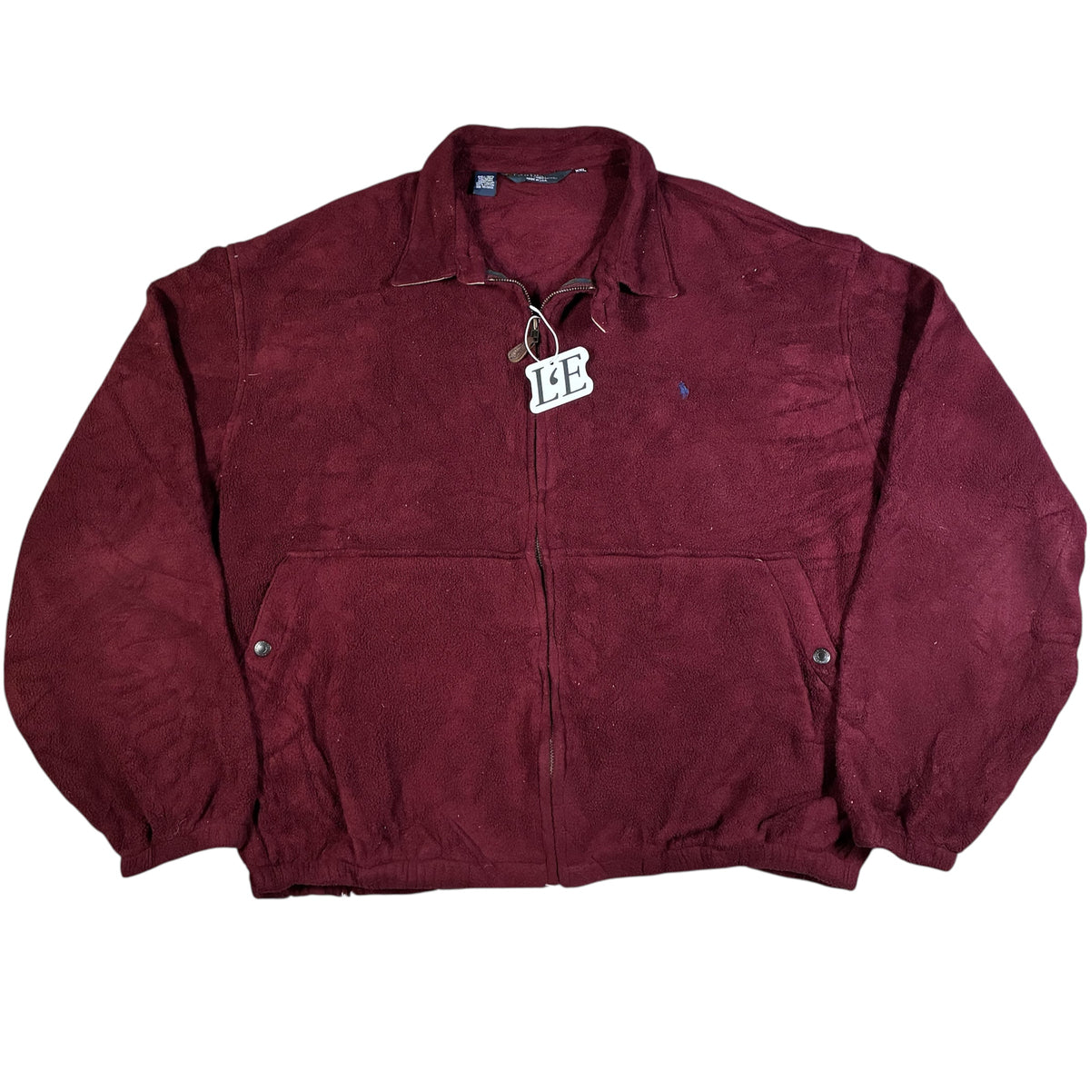 Vintage 90s Polo Ralph Lauren Harrington fleece jacket — front view, Size XL-XXL