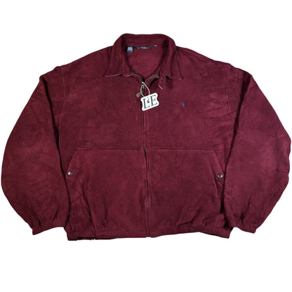 Vintage 90s Polo Ralph Lauren Harrington fleece jacket — front view, Size XL-XXL