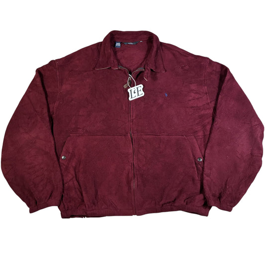 Vintage 90s Polo Ralph Lauren Harrington fleece jacket — front view, Size XL-XXL