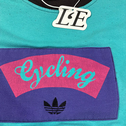 Vintage Adidas Cycling Sweatshirt Blue Big Logo 90s Style Size L