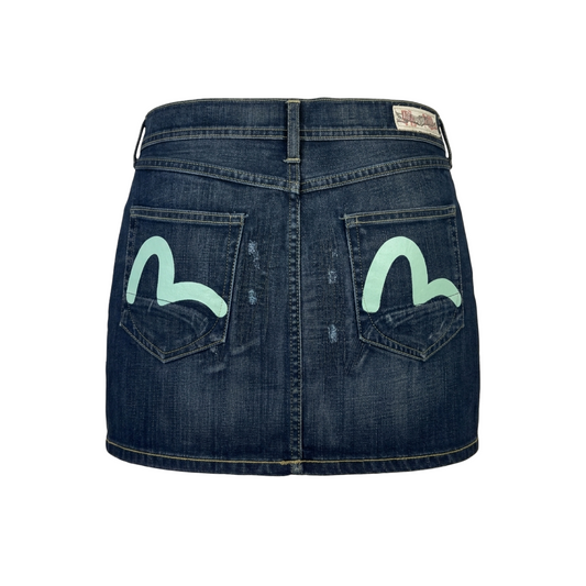 Damen Evisu Puma Japanischer Minirock Jeans Größe W31