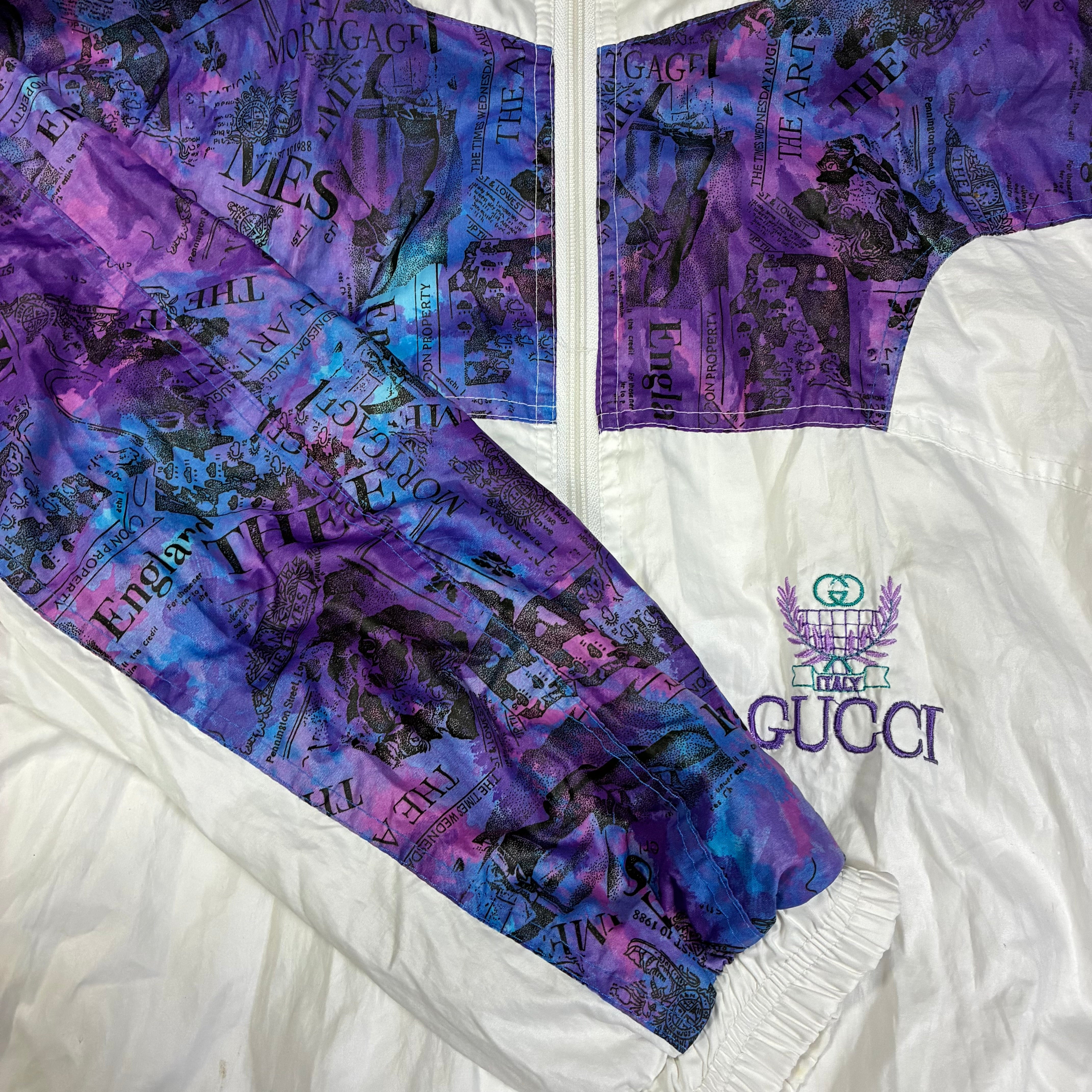 Mens Gucci Style Nylon Vintage 90s Tracksuit Set Size L