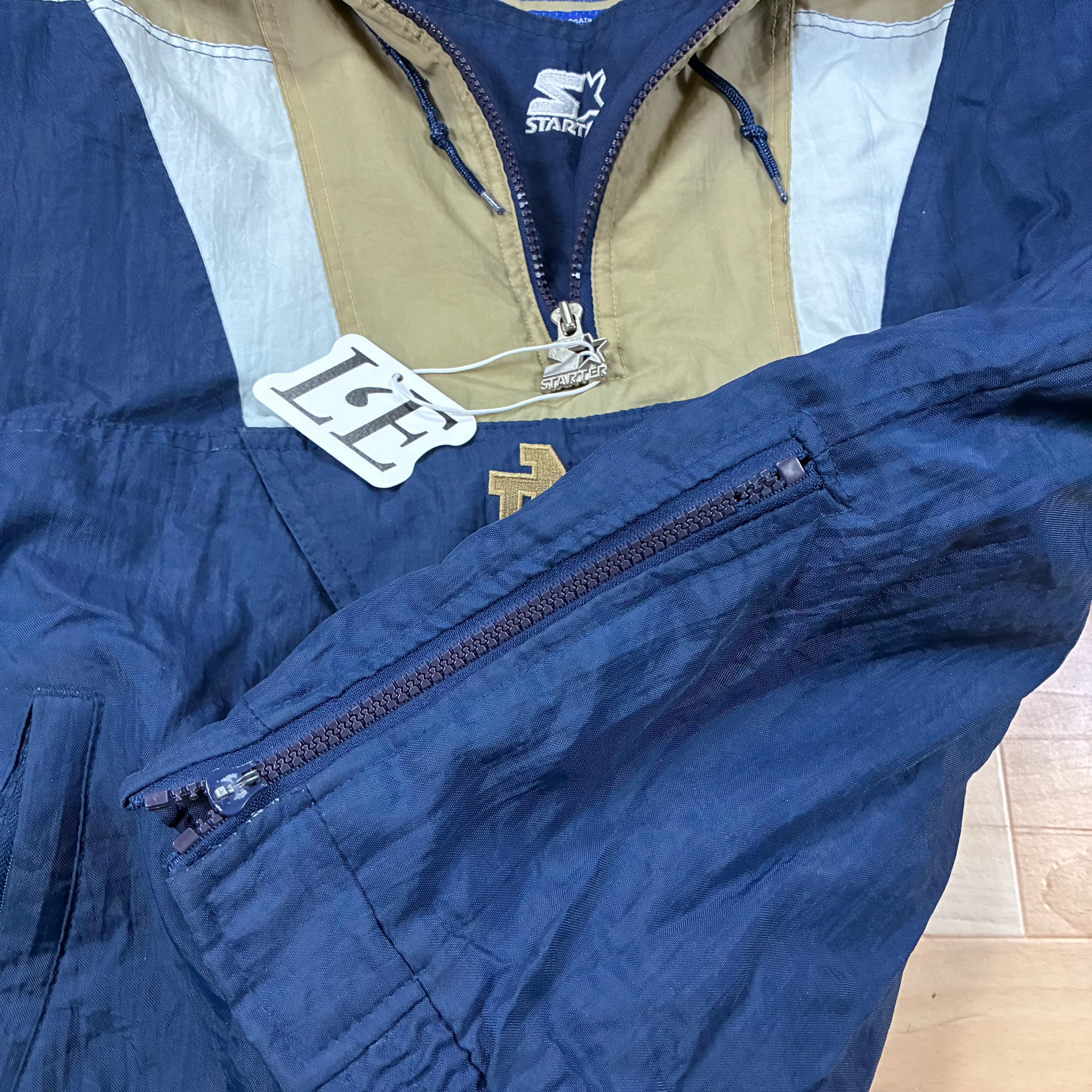 Mens Vintage 1990s Notre Dame Fighting Irish Starter Quarter Zip Puffer Jacket Size L-XL
