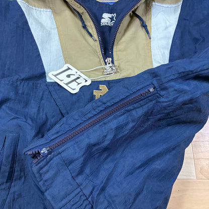 Mens Vintage 1990s Notre Dame Fighting Irish Starter Quarter Zip Puffer Jacket Size L-XL