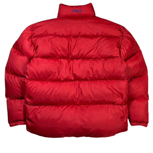 Herren Vintage Polo Sport 90er Gänsedaunenjacke Ralph Lauren Polo, Größe S, rote Farbe