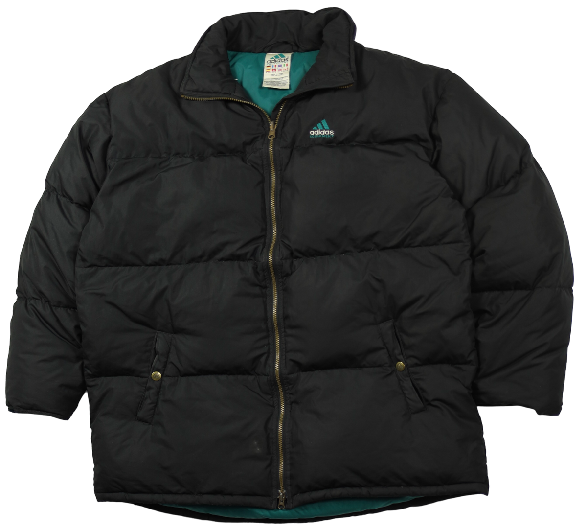 Adidas Equipment black puffer jacket back view
