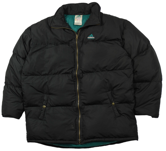 Adidas Equipment black puffer jacket back view