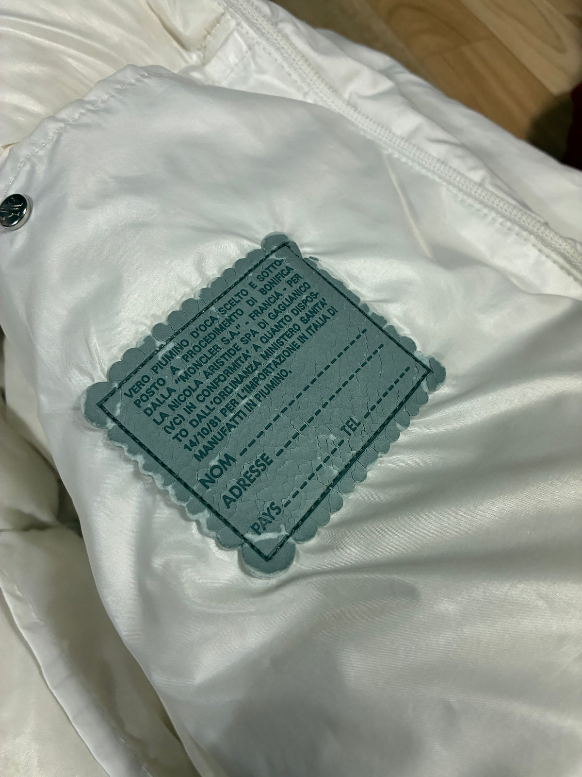 Moncler Grenoble made in France tag