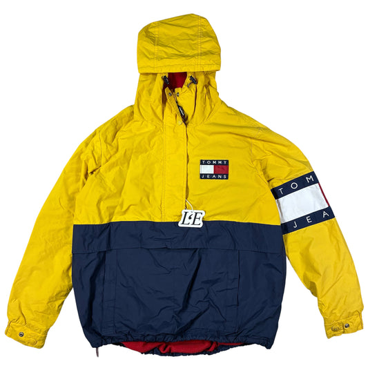 Damen Vintage 90er Tommy Hilfiger Fleece Windjacke Größe S-M