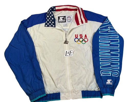 Mens Vintage Starter  1996 USA Olympic Swimming Team Jacket Size L