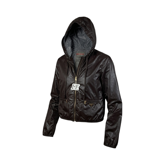 Damen Prada Re-Nylon Regenjacke mit durchgehendem Reißverschluss Größe M