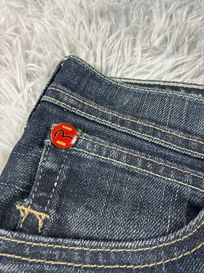 Damen Evisu Puma Japanischer Minirock Jeans Größe W31