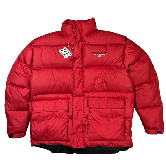Herren Vintage Polo Sport 90er Gänsedaunenjacke Ralph Lauren Polo, Größe S, rote Farbe