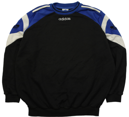 Vintage Adidas 2000s black sweatshirt — front view, Mens Size L