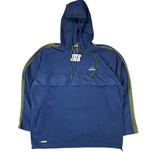 Vintage 1999 Adidas fleece hoodie — front view, Mens Size M