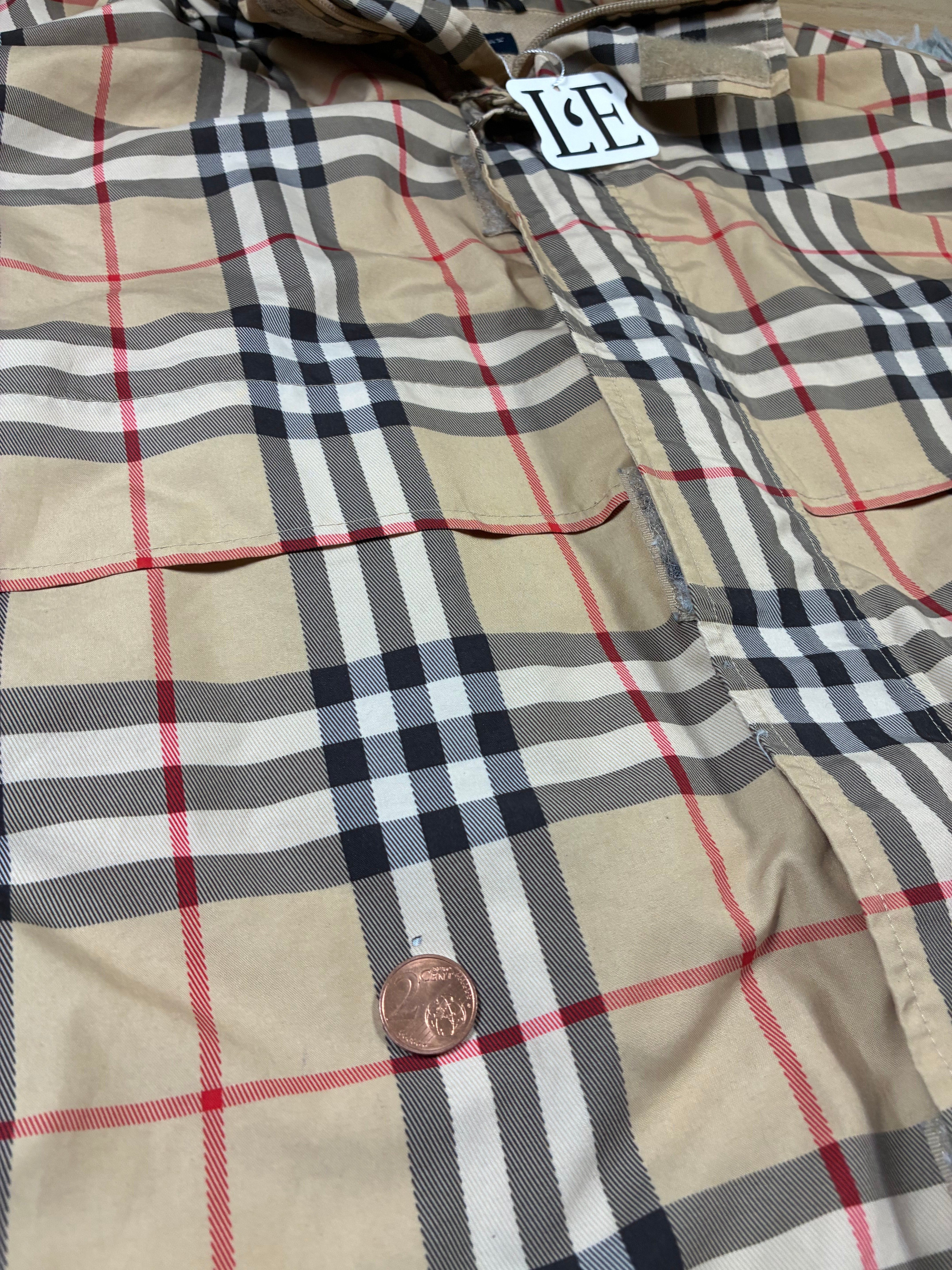 Mens Burberry Nova Check Full Zip Lightweight Packable Jacket Size L