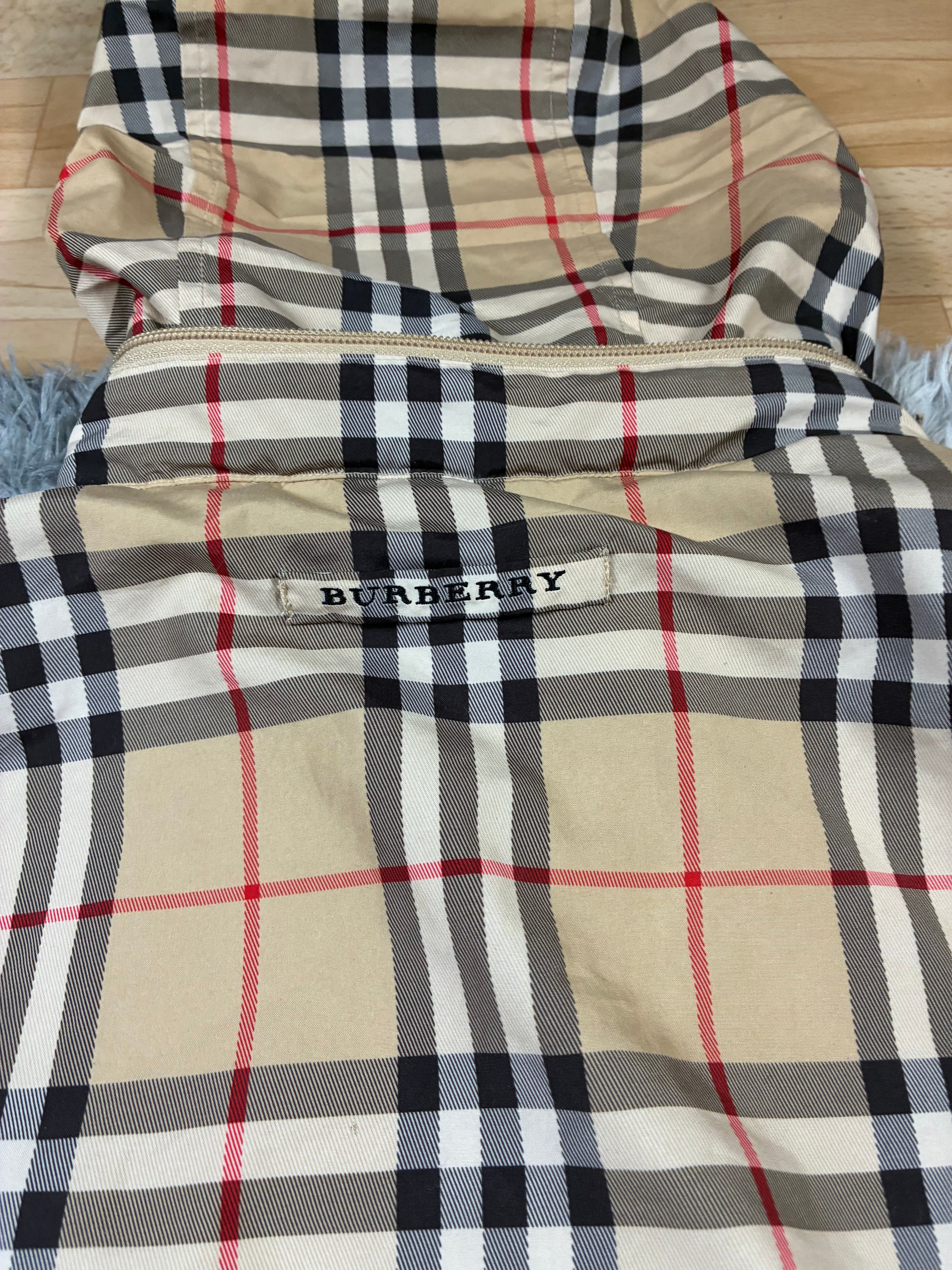 Mens Burberry Nova Check Full Zip Lightweight Packable Jacket Size L