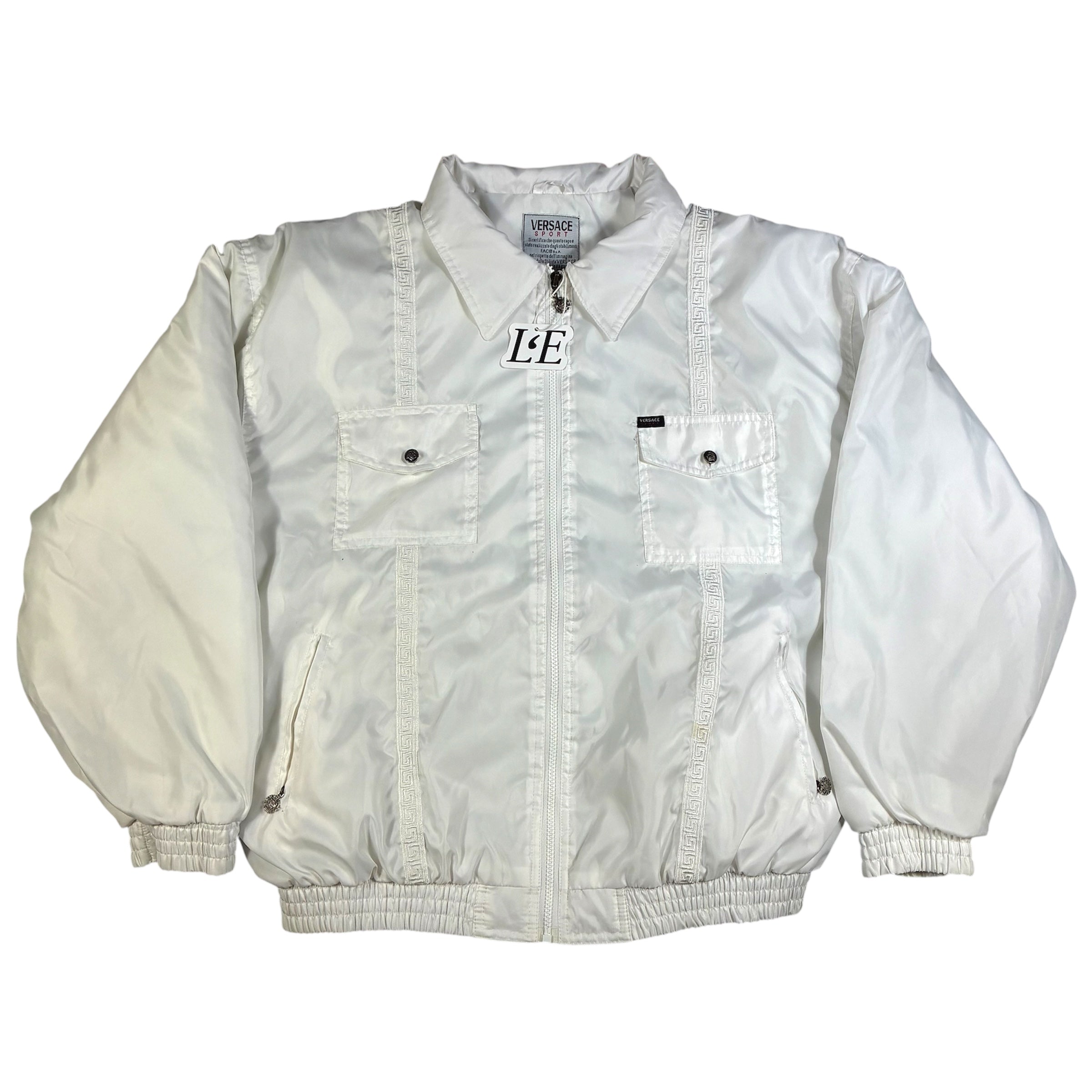 Vintage Versace Mens  Jeans Couture Medusa White Bomber Jacket Big Logo Size M-L