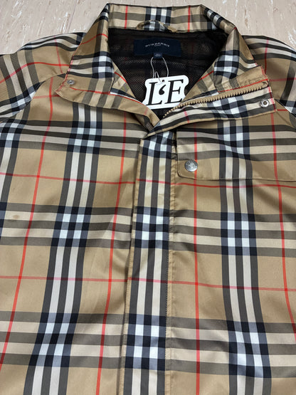 Mens Vintage Burberry Golf Nova Check Full Zip Lightweight Packable Jacket Size XL