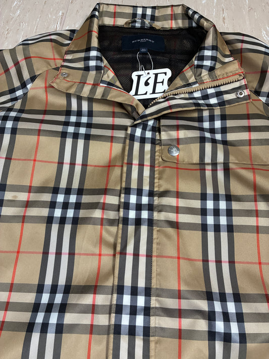 Mens Vintage Burberry Golf Nova Check Full Zip Lightweight Packable Jacket Size XL