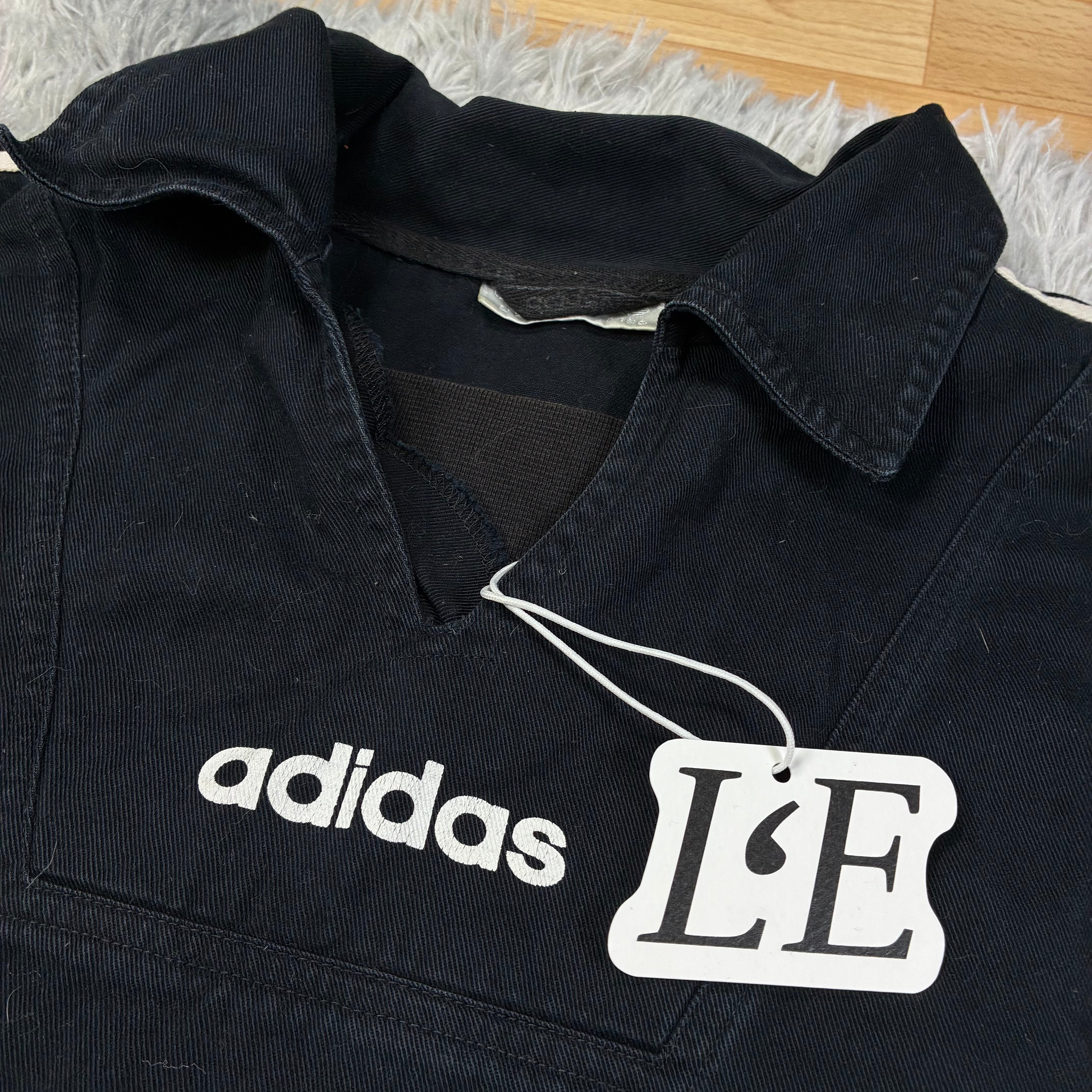 Mens Vintage Adidas Track Jacket: Black 90s 3 Stripe Windbreaker L