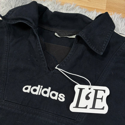 Mens Vintage Adidas Track Jacket: Black 90s 3 Stripe Windbreaker L