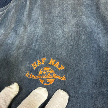 Vintage Flight Leather Jacket Naf Naf Big Logo Size M