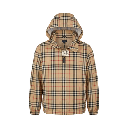 Herren Burberry Nova Check leichte Packaway Jacke mit durchgehendem Reißverschluss Größe L