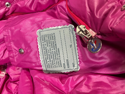 Moncler Grenoble pink puffer made in France tag
