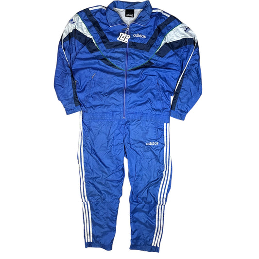 Vintage Adidas nylon 90s tracksuit jacket — front view, Mens Size L