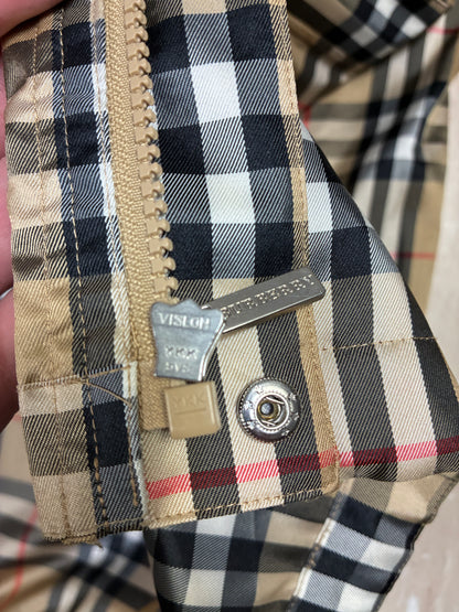 Mens Vintage Burberry Golf Nova Check Full Zip Lightweight Packable Jacket Size XL