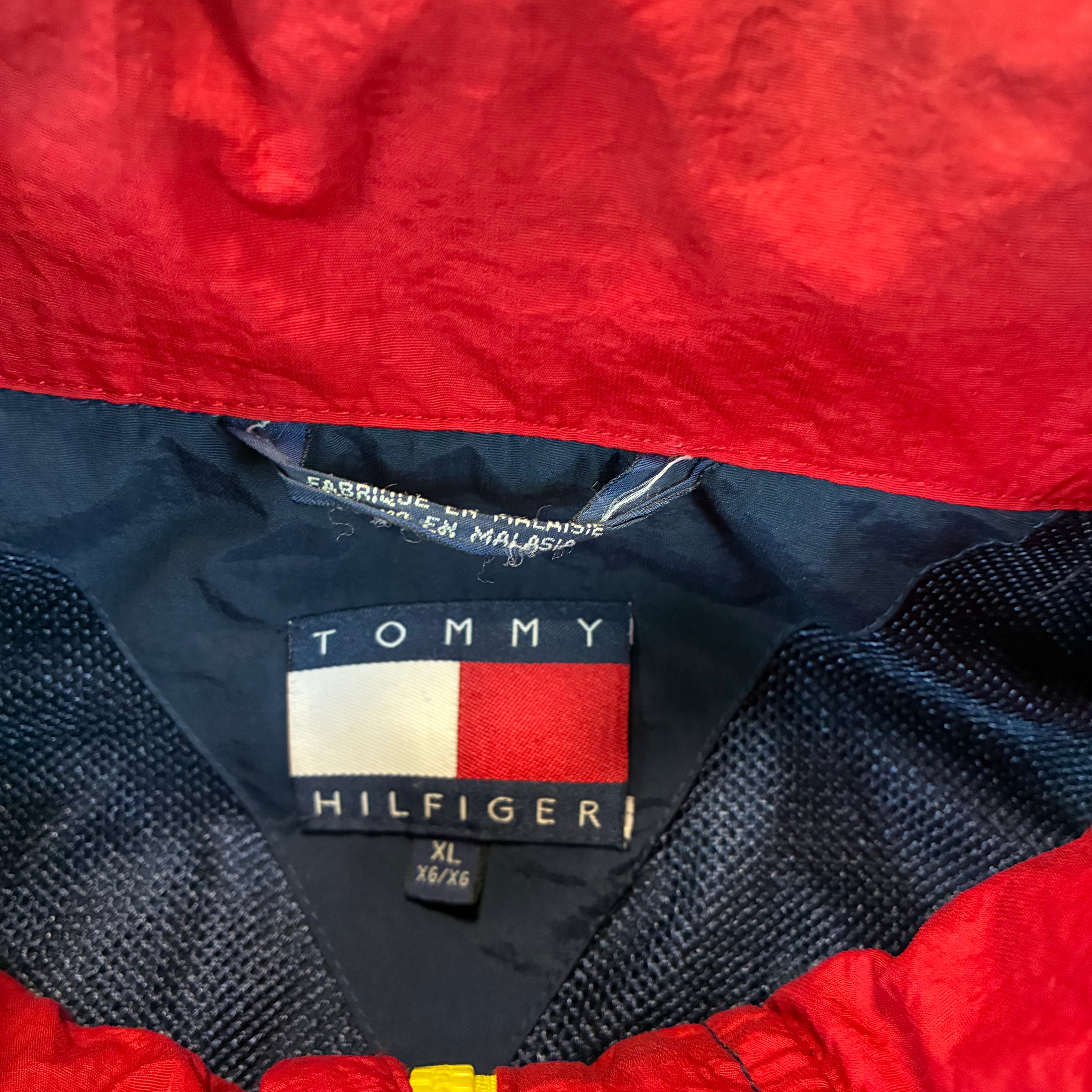 Vintage Tommy Hilfiger Jacket 90s Streetwear Windbreaker Logo Sleeve Size XL