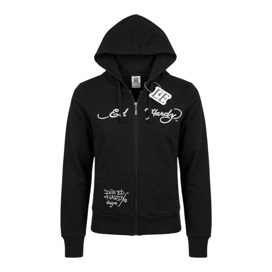 Women’s Ed Hardy Grunge Cyber Y2K Style Zip Up Hoodie Size M