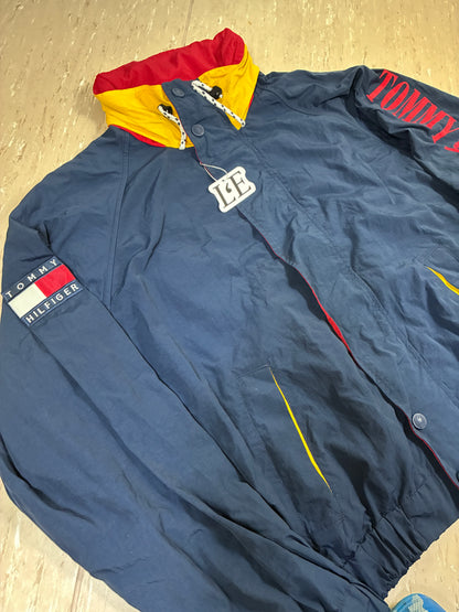 Vintage Tommy Hilfiger Jacket 90s Streetwear Windbreaker Logo Sleeve Size L