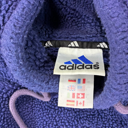 Adidas 1999 teddy hoodie size tag close-up