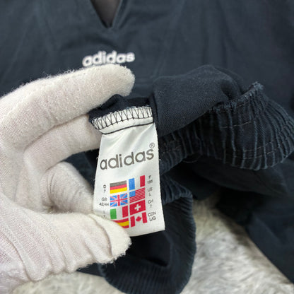 Mens Vintage Adidas Track Jacket Black 90s 3 Stripe Windbreaker L-XL